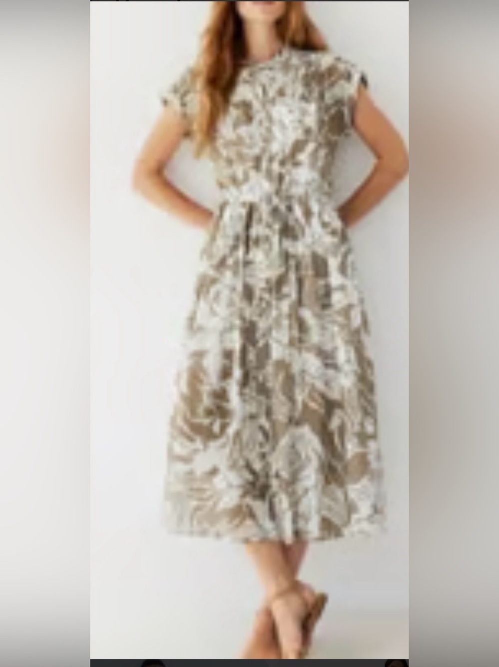 AYR The Sway Dress Silk Blend Teak Floral Print Adjustable Waist S